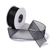 10 Yards Polyester Chiffon Ribbon, for DIY Jewelry Making, Black, 1- inch(25.5mm)(OCOR-C004-03J)