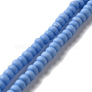 Handmade Frosted Porcelain Beads, Flat Round, Cornflower Blue, 4x3mm, Hole: 0.8mm, about 134pcs/strand, 15.55 inch(39.5cm)(PORC-E017-01J)
