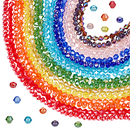 WADORN 16 Strands 16 Style Electroplate Glass Beads Strands, AB Color Plated, Faceted, Rondelle & Bicone, Mixed Color, 6x5~6mm, Hole: 1~1.2mm, about 45~88pcs/strand, 9.53~16.5''(24.2~42cm), 1 Strand/style(EGLA-WR0001-01)