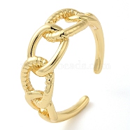 Brass Open Cuff Rings for Women, Real 18K Gold Plated, 7.5mm, Adjustable(RJEW-Z070-07G-04)