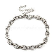 304 Stainless Steel Oval Link Chains Bracelets for Men & Women, Stainless Steel Color, 7-1/4 inch(18.5cm)(BJEW-D042-22B-P)