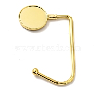 Zinc Alloy Bag Hangers, Purse Hooks, with Thick Right Angled Hook, Round, Golden, 9.9~11.4x7x0.4~0.7cm, Tray: 3.4cm(BAGH-O001-08G)