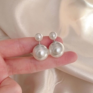 Imitation Pearl Earrings for Women, Round, 24x10mm(FS-WG67811-43)