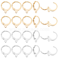 Unicraftale 304 Stainless Steel Leverback Earring Findings, with Loop, Bead Container, Golden & Stainless Steel Color, 6.8x5.2x1.1cm, 60pcs/box(STAS-UN0001-44)