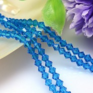 Faceted Imitation Austrian Crystal Bead Strands, Grade AAA, Bicone, Dodger Blue, 5x5mm, Hole: 0.7~0.9mm, about 80pcs/strand, 15.7 inch(G-M180-5mm-25A)