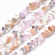 Electroplate Glass Beads Strands, Triangle, Pink, 3.5x6x4.5mm, Hole: 1mm, about 100pcs/strand, 13.39''(34cm)(EGLA-N002-06J)