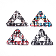 Imitation Leather Pendants, Triangle, Mixed Color, 32x40x1mm, Hole: 1mm(WOVE-Q079-04)