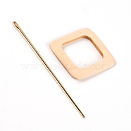(Clearance Sale)Zinc Alloy Hair Sticks, Wooden Hollow Hair Ponytail Holder, Square, BurlyWood, 52~124x4~52x3.5~4.5mm, 2pcs/set(BY-TAC0001-10A)