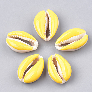 Cowrie Shell Beads, with Enamel, No Hole/Undrilled, Gold, 20~26x13~18x5~7mm(SHEL-S274-04I)