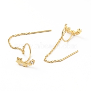 Clear Cubic Zirconia Star Tassel Dangle Stud Earrings, Brass Ear Thread for Women, Cadmium Free & Lead Free, Real 18K Gold Plated, 66mm, Pin: 0.7mm(EJEW-B013-15)