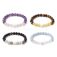 Natural & Synthetic Mixed Gemstone & Pearl Beaded Stretch Bracelets, Inner Diameter: 2 inch(5.2cm)(BJEW-JB09726)