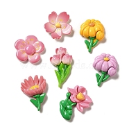 Opaque Resin Decoden Cabochons, Flower, Mixed Color, 25~37.5x20~27.5x5.5~8.5mm(RESI-B023-05)