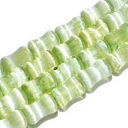 Dyed Natural Selenite Beads Strands, Bamboo Joint, Yellow Green, 12.5x7.5~8mm, Hole: 1~1.2mm, about 31pcs/strand, 15.35''(39cm)(G-T138-234E)