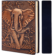 1Pc Rectangle Cloth Pen Bag, 1 Book A6 3D Embossed PU Leather Notebook, with Paper Inside, for School Office Supplies, Elephant, Notebook: 135x99~100x21~22mm, Pen Bag: 165x30x0.5mm(AJEW-CP0006-99C)
