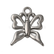 Non-Tarnish 304 Stainless Steel Pendants, Butterfly Charms, Stainless Steel Color, 24x19x3mm, Hole: 2.5mm(STAS-N103-24P)