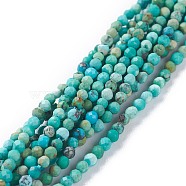 Natural HuBei Turquoise Beads Strands, Round, Faceted, 2mm, Hole: 0.5mm, about 184pcs/strand, 15.75inch(40cm)(G-A026-A10-2mm)