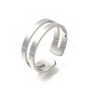 304 Stainless Steel Cuff Rings for Women, Stainless Steel Color, 6mm, Inner Diameter: 18.5mm(RJEW-S238-05P)