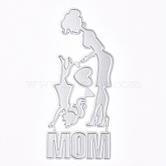 Mother's Day Theme, Frame Metal Cutting Dies Stencils, for DIY Scrapbooking/Photo Album, Decorative Embossing DIY Paper Card, Woman & Daughter & Word Mom, Matte Platinum Color, 119x49x0.8mm(DIY-I023-19)