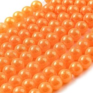 Spray Painted Glass Round Bead Strands, Coral, 6mm, Hole: 1.3~1.6mm, about 133pcs/strand, 31.4 inch(DGLA-Q015-6mm-36)