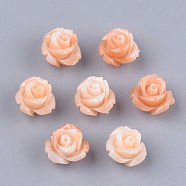 Synthetic Coral Beads, Dyed, Flower, Light Salmon, 10x10.5x8mm, Hole: 1mm(CORA-S026-22G)