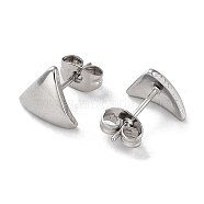 304 Stainless Steel Triangle Ear Studs for Women, Stainless Steel Color, 9x10mm(EJEW-P234-01P)