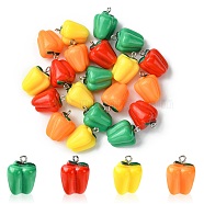 20Pcs 4 Colors Resin Imitation Vegetable Pendants, Pepper Charms with Platinum Plated Alloy Loops, Mixed Color, 22x15.5x16mm, Hole: 2mm, 5pcs/color(RESI-YW0001-59)