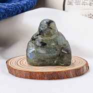 Natural Labradorite Carved Healing Buddha Figurines, Reiki Energy Stone Display Decorations, 30x30mm(WG68189-04)