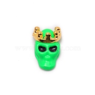 Alloy Skull with Crown Cabochons, Nail Art Decoration Accessories, Lime, 10.5x6.7x4mm(MRMJ-WH0078-05D)