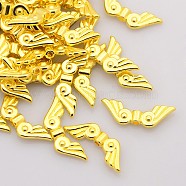 Tibetan Style Alloy Beads, Angel Wings, Lead Free & Cadmium Free, Golden, 21x7.5mm(X-TIBEB-1000-G-LF)