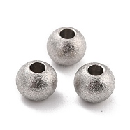201 Stainless Steel Beads, Round, Stainless Steel Color, 8x6.5mm, Hole: 3mm(STAS-STAS-Z039-02D-P)