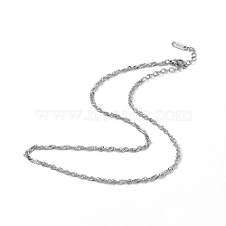 304 Stainless Steel Singapore Chain Necklace for Men Women, Stainless Steel Color, 15.94 inch(40.5cm)(NJEW-K245-013B)