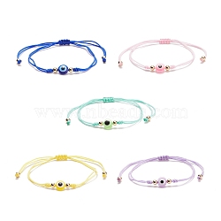 Resin Evil Eye Braided Bead Bracelet, Adjustable Bracelet for Women, Mixed Color, Inner Diameter: 3/8~4 inch(1~10cm)(BJEW-JB08491)