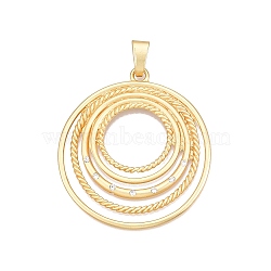 Rack Plating Eco-Friendly Alloy Big Pendants, with Rhinestone, Lead Free & Nickel Free & Cadmium Free, Flat Round, Matte Gold Color, 69.5x63x3mm, Hole: 11.5x7mm(FIND-N005-38G)