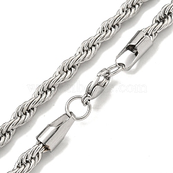 Non-Tarnish 201 Stainless Steel Rope Chain Necklaces for Women and Men, Stainless Steel Color, 17.91 inch(45.5cm)(NJEW-F322-02P-01)