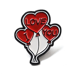 Body Alloy Enamel Pins Brooches, FireBrick, I Love You Heart Balloon, 31x27mm(JEWB-U008-03E)