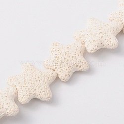 Natural Lava Rock Beads Strands, Starfish/Sea Stars, Dyed, White, 24~25x7~8mm, Hole: 1mm, about 18pcs/strand, 15 inch(G915-1)