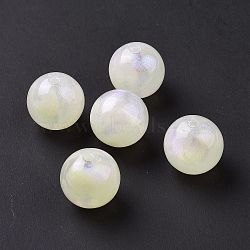 Opaque Acrylic Beads, Glitter Beads, Round, Beige, 15mm, Hole: 2mm, about 210pcs/500g(OACR-E014-19A-01)