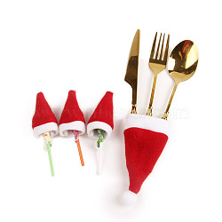 Christmas Hat Velvet Wine Bottle Cover, Knife and Fork Cover, Christmas Party Decoration, FireBrick, 115~120x60~80mm(AJEW-M012-01B)