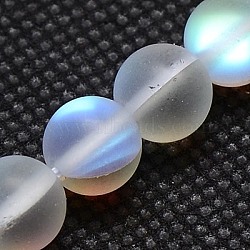 Synthetical Moonstone Beads Strands, Holographic Beads, Dyed, Frosted, Round, Clear, 8mm, Hole: 1mm, 15.5 inches(G-G585-8mm-02)