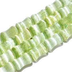 Dyed Natural Selenite Beads Strands, Bamboo Joint, Yellow Green, 12.5x7.5~8mm, Hole: 1~1.2mm, about 31pcs/strand, 15.35''(39cm)(G-T138-234E)