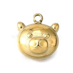 304 Stainless Steel Charms, Ion Plating(IP), Bear, Real 14K Gold Plated, 11x10x4mm, Hole: 1.4mm(STAS-H233-18G)