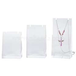 3Pcs 3 Sizes Transparent Acrylic Necklace Display Stands, Jewelry Holder for Necklace Displays, Clear, 28~29x60.5~60.8x81.7~121.3mm, Slot: 3.2mm, 1pc/size(NDIS-WH0009-18)