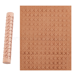 Beech Wood Ceramics Tool, Round Column, Star Pattern, 151x21mm(DIY-WH0224-93C)