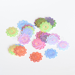Ornament Accessories Disc Plastic Paillette Chandelier Component Links, Sequins Beads, Flower, Mixed Color, 18x0.5mm, Hole: 1mm, about 450pcs/50g(X-PVC-R011-M)