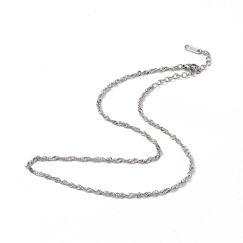 304 Stainless Steel Singapore Chain Necklace for Men Women, Stainless Steel Color, 15.94 inch(40.5cm)