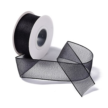 10 Yards Polyester Chiffon Ribbon, for DIY Jewelry Making, Black, 1- inch(25.5mm)