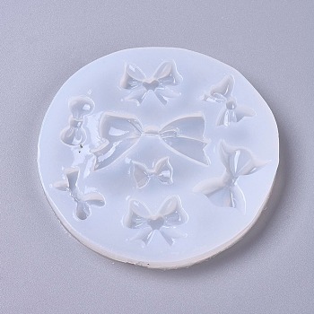 Food Grade Silicone Molds, Resin Casting Molds, For UV Resin, Epoxy Resin Jewelry Making, Bowknot, White, 84x8mm, Inner Diameter: 10~20x12~41mm
