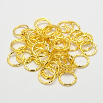 Brass Round Rings, Soldered Jump Rings, Closed Jump Rings, Cadmium Free & Nickel Free & Lead Free, 18K Gold Plated, 18 Gauge, 6x1mm, Inner Diameter: 4mm