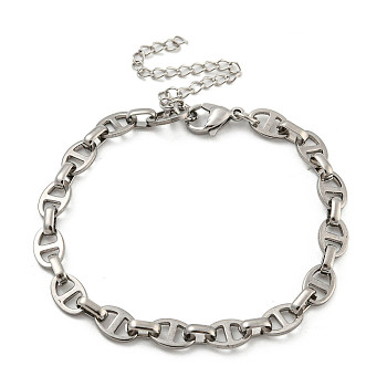 304 Stainless Steel Oval Link Chains Bracelets for Men & Women, Stainless Steel Color, 7-1/4 inch(18.5cm)