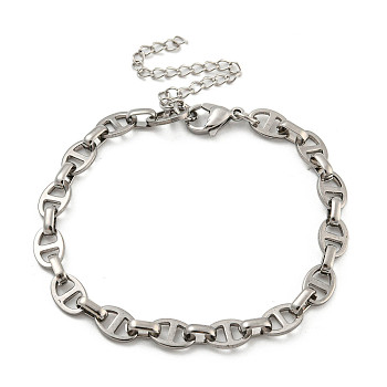 Non-Tarnish 304 Stainless Steel Oval Link Chains Bracelets for Men & Women, Stainless Steel Color, 7-1/4 inch(18.5cm)